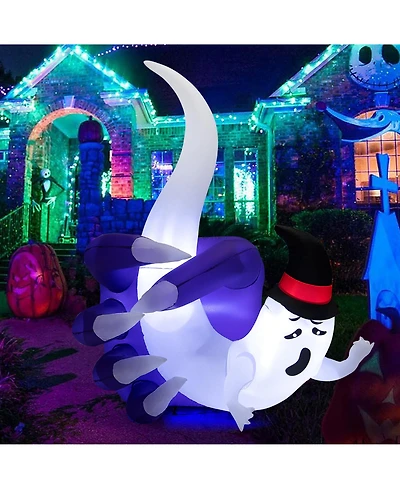 6 Ft Halloween Inflatable Hand Hold the Ghost with Built-in Led & Air Blower