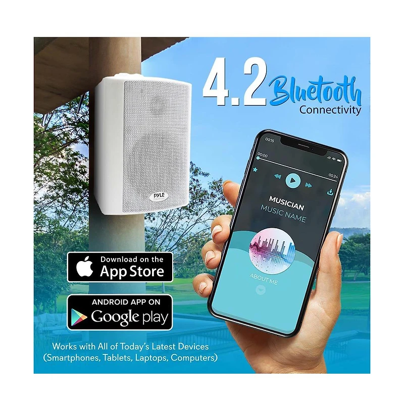 Bluetooth Wall Mount Speaker System - Active Powered Wall Mount Home Speakers, MP3/Aux/Rca Input (5.25 -inch, 300 Watt Max)