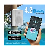 Bluetooth Wall Mount Speaker System - Active Powered Wall Mount Home Speakers, MP3/Aux/Rca Input (5.25 -inch, 300 Watt Max)