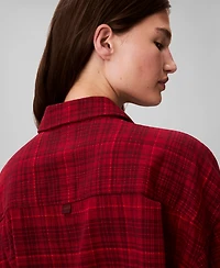 Calvin Klein Women's Plaid Collar Neck Long Sleeve Sleep Shirt