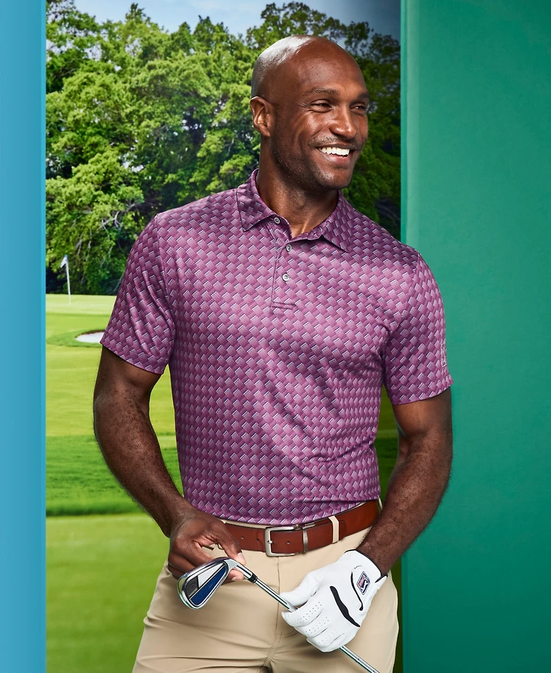 Pga Tour Men's All-Over Geometrical Polo Shirt