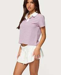 Edikted Women's Lennie Striped Polo Top