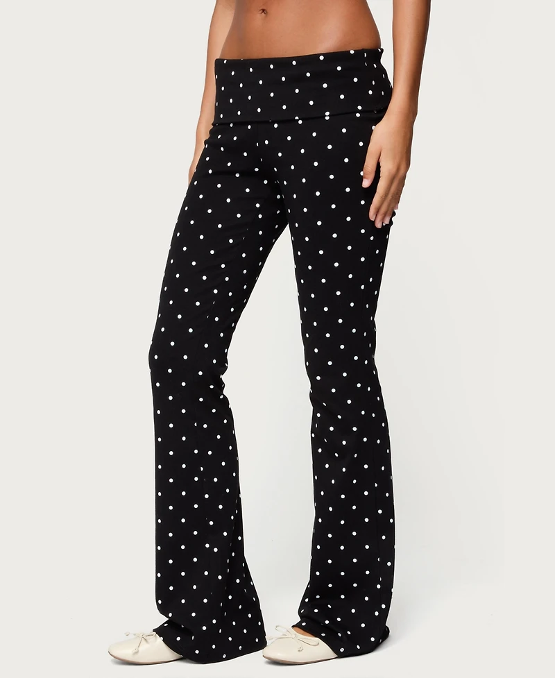 Edikted Women's Daliya Polka Dot Fold Over Pants