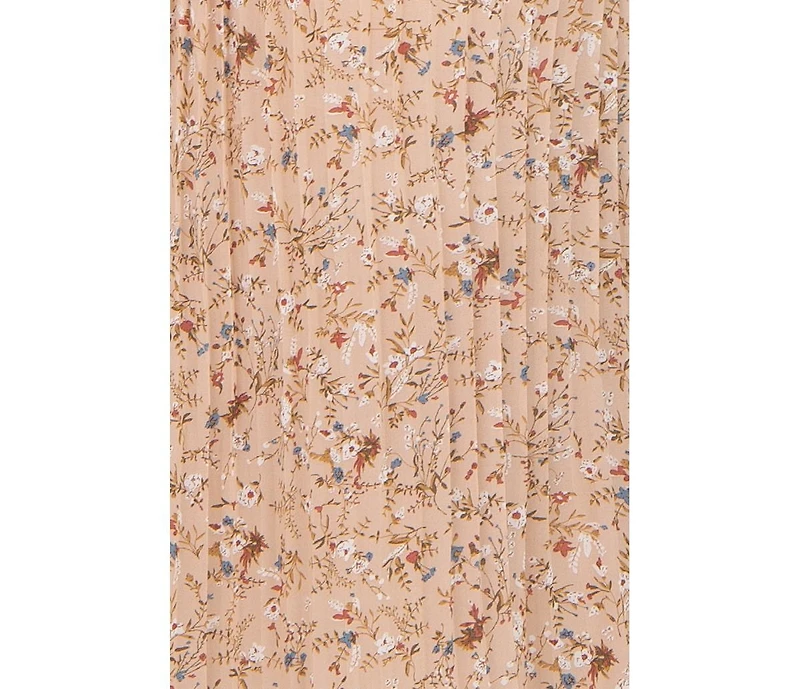 Pinkblush Plus Light Pink Floral Pleated Chiffon Midi Dress