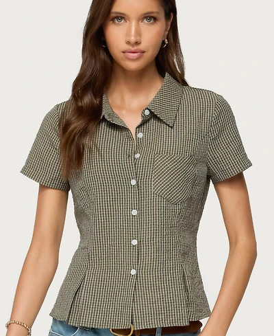 Edikted Women's Alisa Plaid Tailored Button Up Shirt