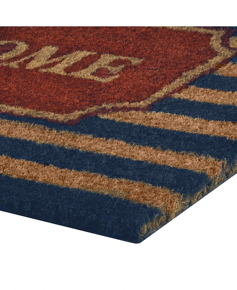 Kate Aurora Hyde Park Half Circle Welcome Coir Bristled Outdoor All Season Mat With Rubber Trim - 18"x30"