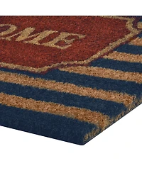 Kate Aurora Hyde Park Half Circle Welcome Coir Bristled Outdoor All Season Mat With Rubber Trim - 18"x30"