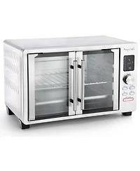 MegaChef 30 Liter Digital French Door Multi-Function Electric Convection Toaster Oven with Rotisserie Set