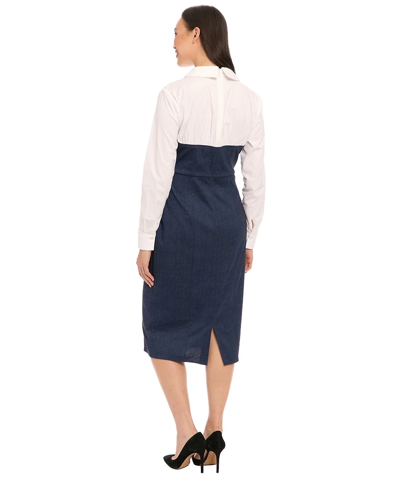 London Times Women's Collared Denim Dress