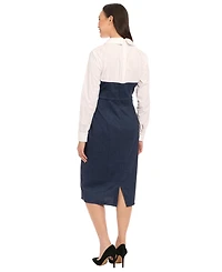 London Times Women's Collared Denim Dress
