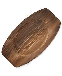 MegaChef 4 Piece Mini Cast Iron Oval Pan with Wood Tray Set