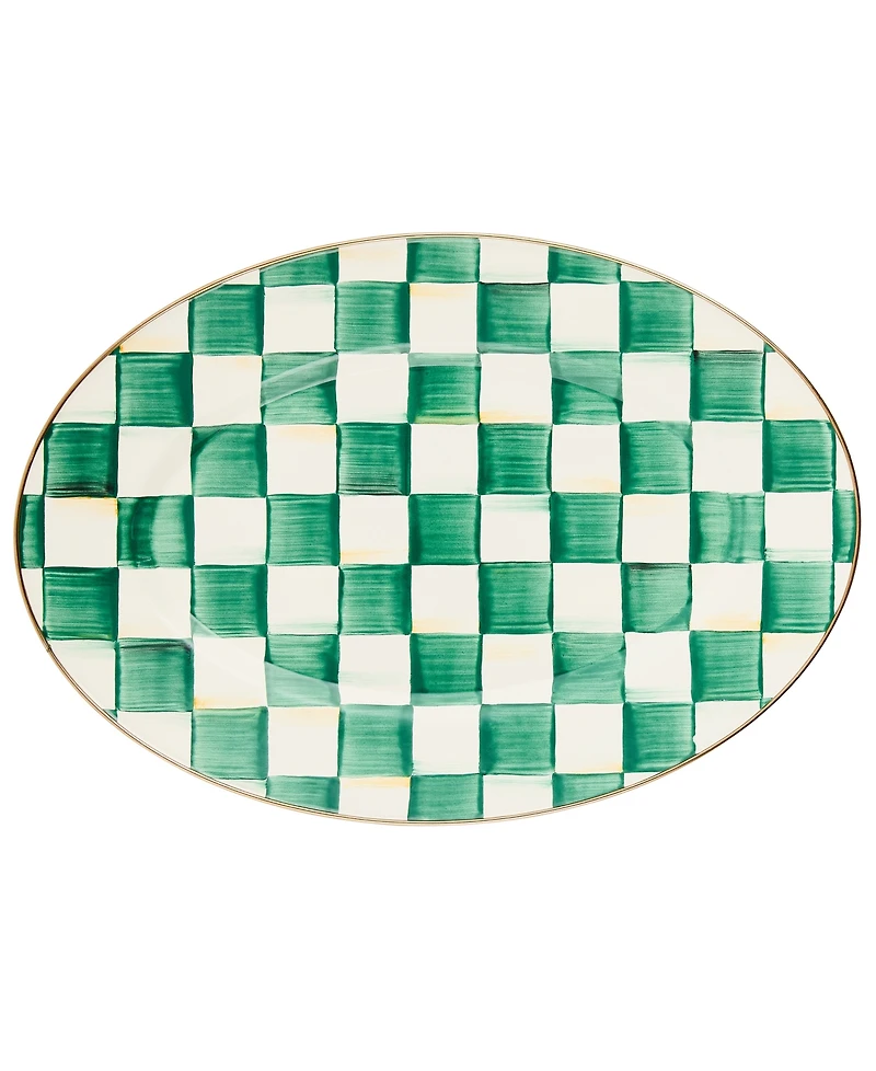 Mackenzie-Childs Emerald Check Small Oval Platter
