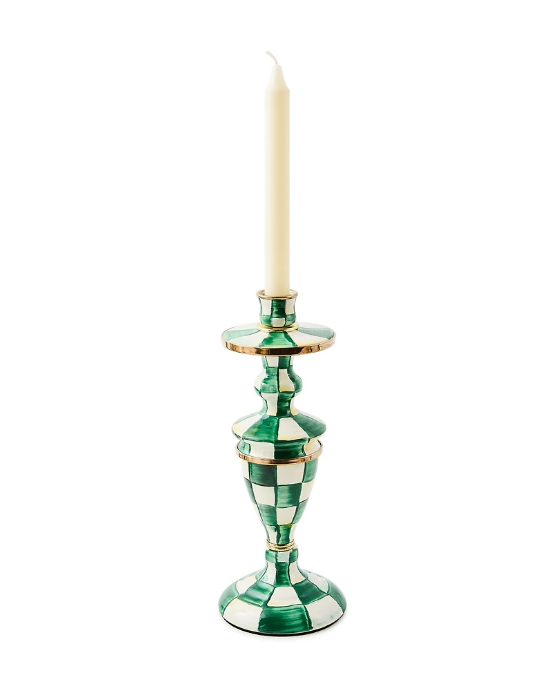 Mackenzie-Childs Emerald Check Medium Candlestick