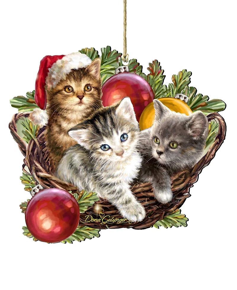 Designocracy Christmas Kittens Christmas Ornament