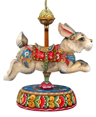 Designocracy Carousel Bunny Wooden Ornament