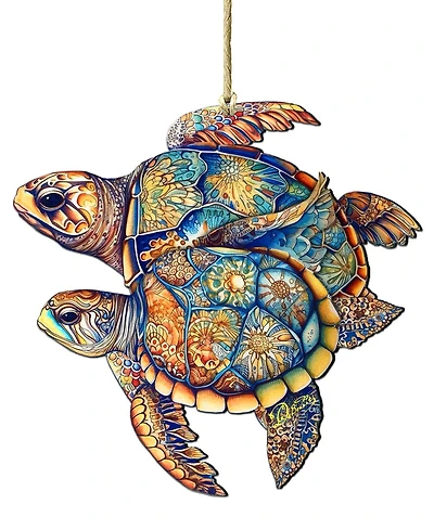 Designocracy Turtles Christmas Wooden Ornament