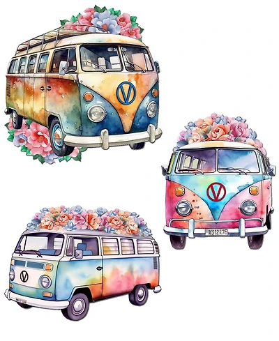 Designocracy Volkswagen Vans Wood Clip Ornaments, Set of 3