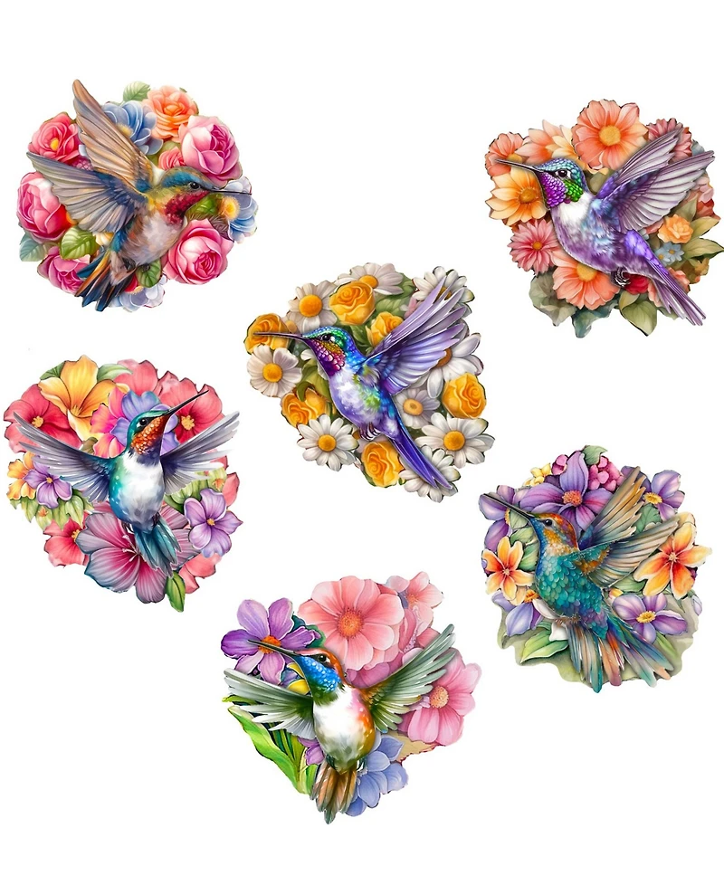 Designocracy Hummingbirds Wood Clip-on Ornaments, Set of 6