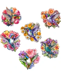 Designocracy Hummingbirds Wood Clip-on Ornaments, Set of 6
