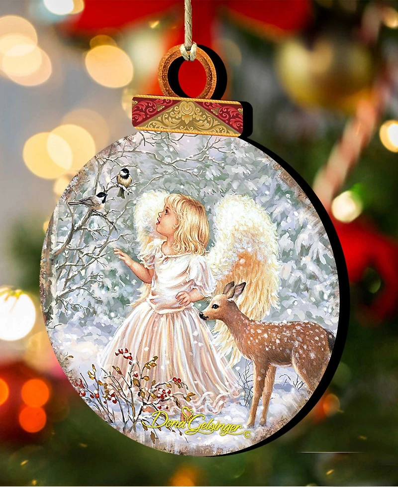 Designocracy Woodland Angel Deer Christmas Ornament