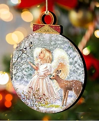 Designocracy Woodland Angel Deer Christmas Ornament