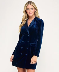 City Studios Juniors' Notch-Lapel Tuxedo-Style Velvet Dress