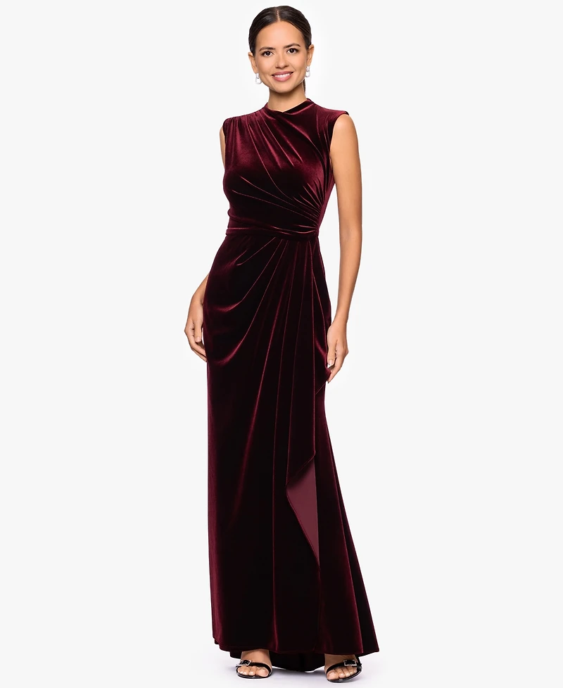 Betsy & Adam Petite Ruched Sleeveless Dress