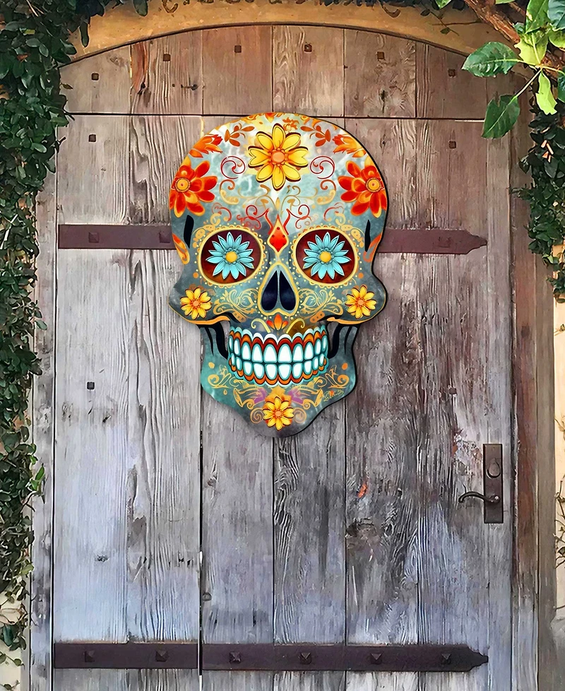 Designocracy Sugar Skull Holiday Door Decor