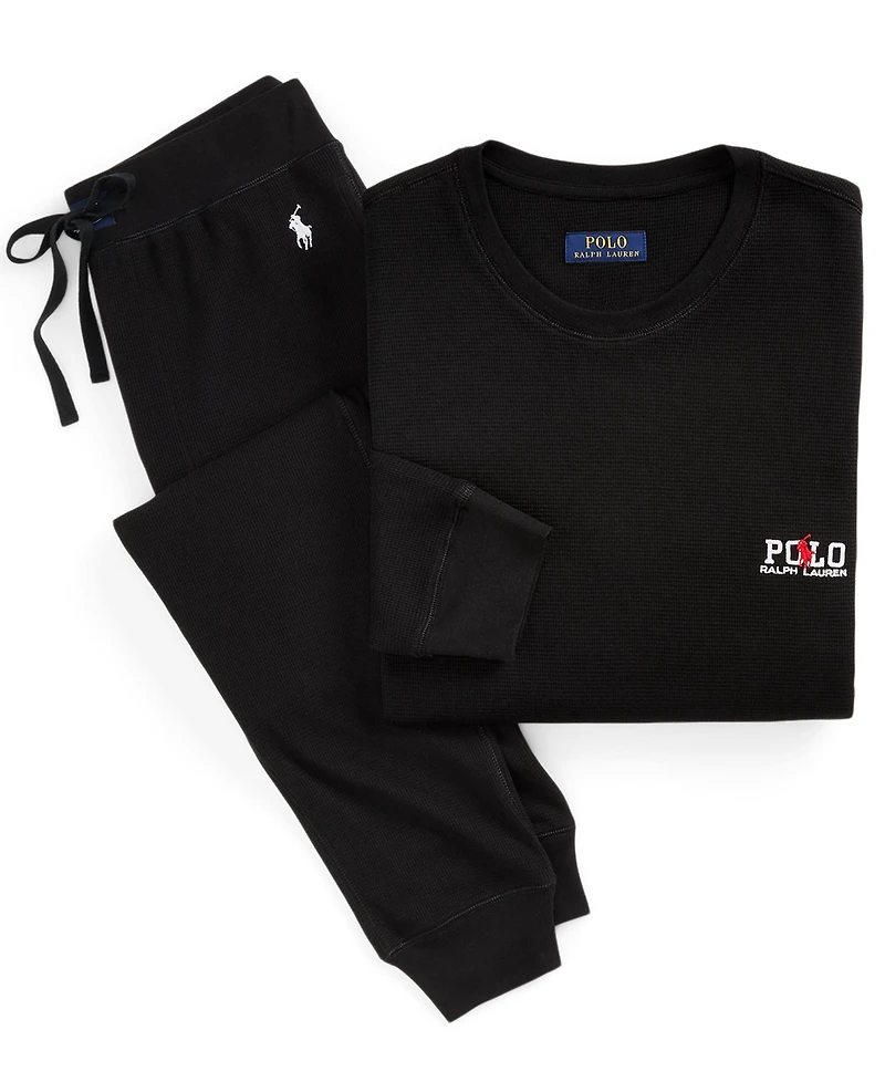Polo Ralph Lauren Men's 2-Piece Thermal Pajama Long Sleeves T-Shirt and Joggers Set