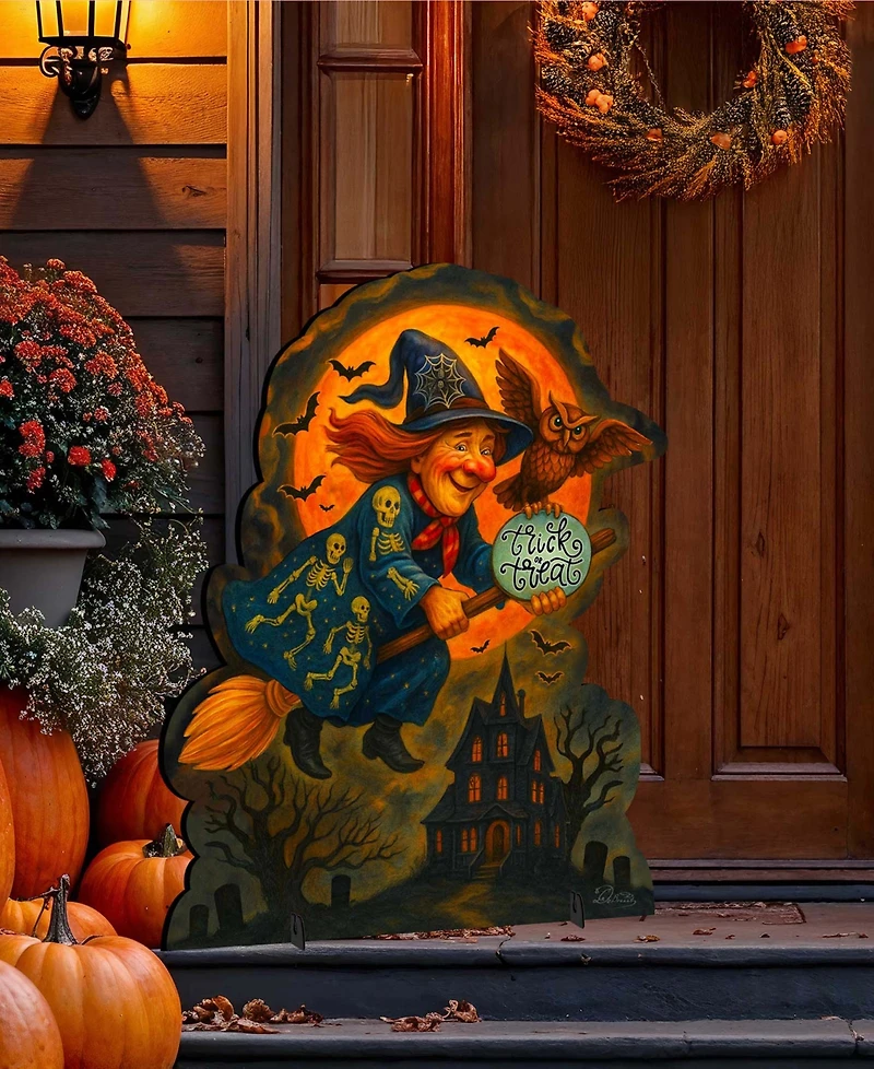 Designocracy Halloween Flying Witch Door Wall Hanger