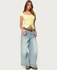 Edikted Women's Lilibet Sweetheart Button Up Top