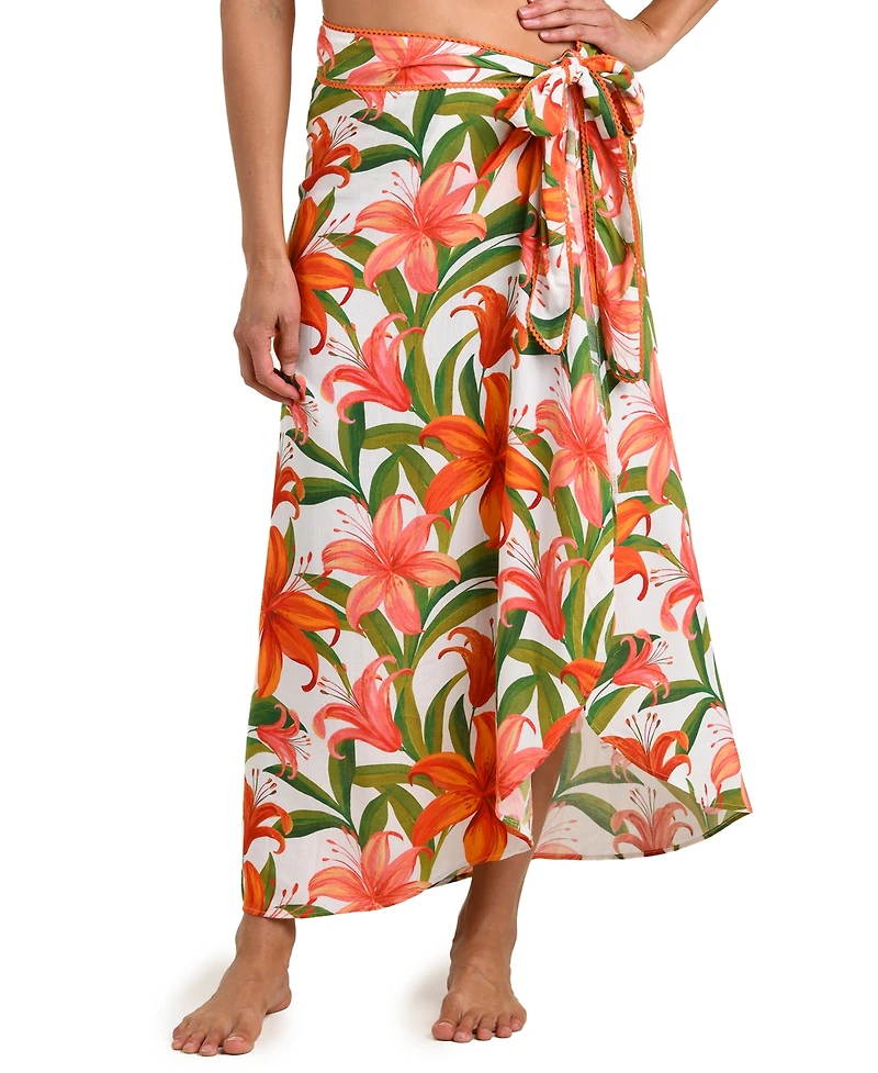 La Blanca Women's Jungle Blossoms Tie Wrap Swim Skirt