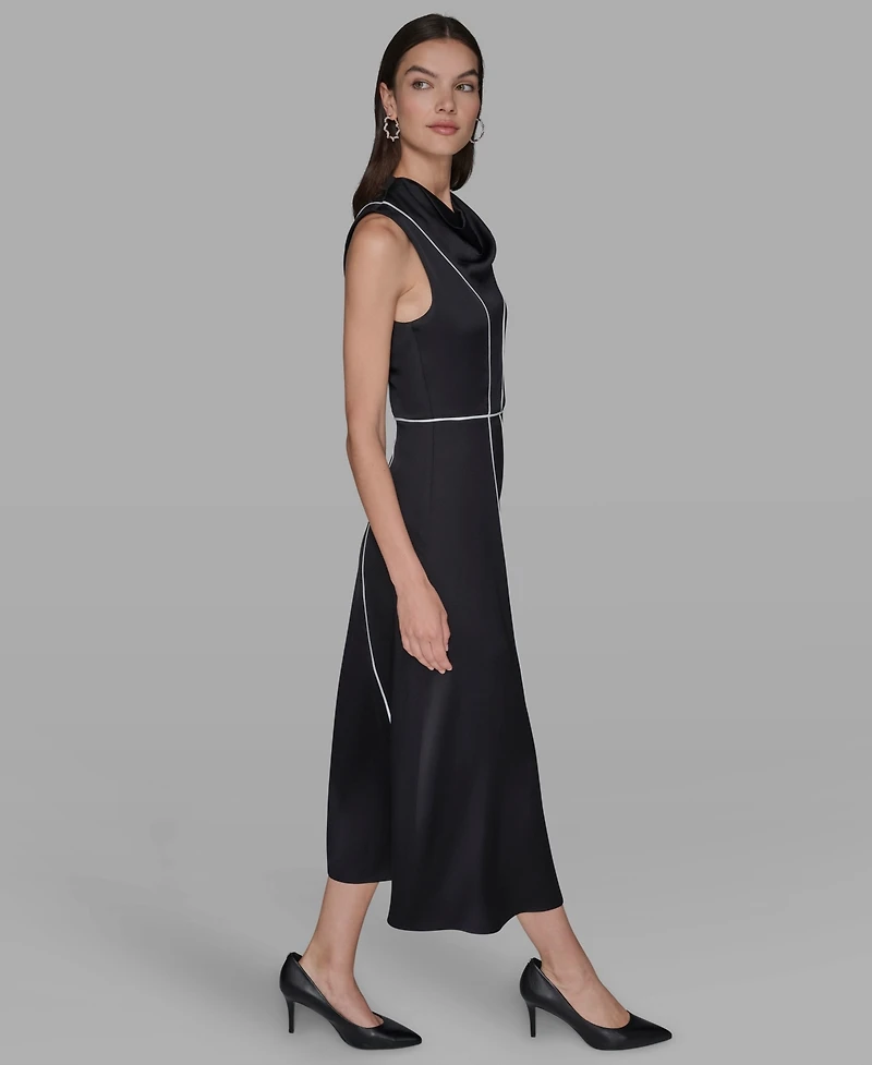 Karl Lagerfeld Paris Women's Mock Neck Midi Dress