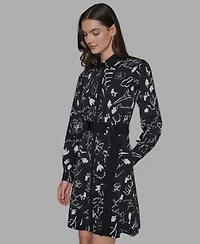 Karl Lagerfeld Paris Women's Printed Collared Shirt Dress