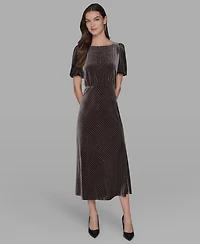 Karl Lagerfeld Paris Women's Pinstripe Boat Neck Midi Dress