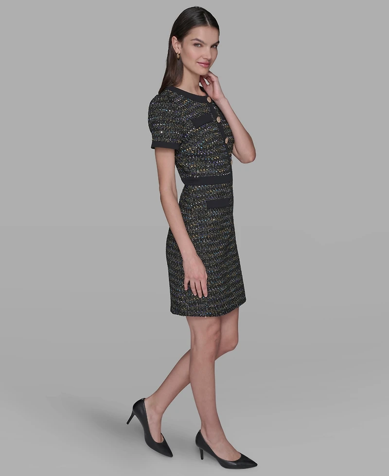 Karl Lagerfeld Paris Women's Crew Neck Sheath Dress