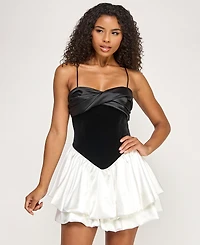 City Studios Juniors' Sweetheart Neck Bubble Skirt Open Back Dress