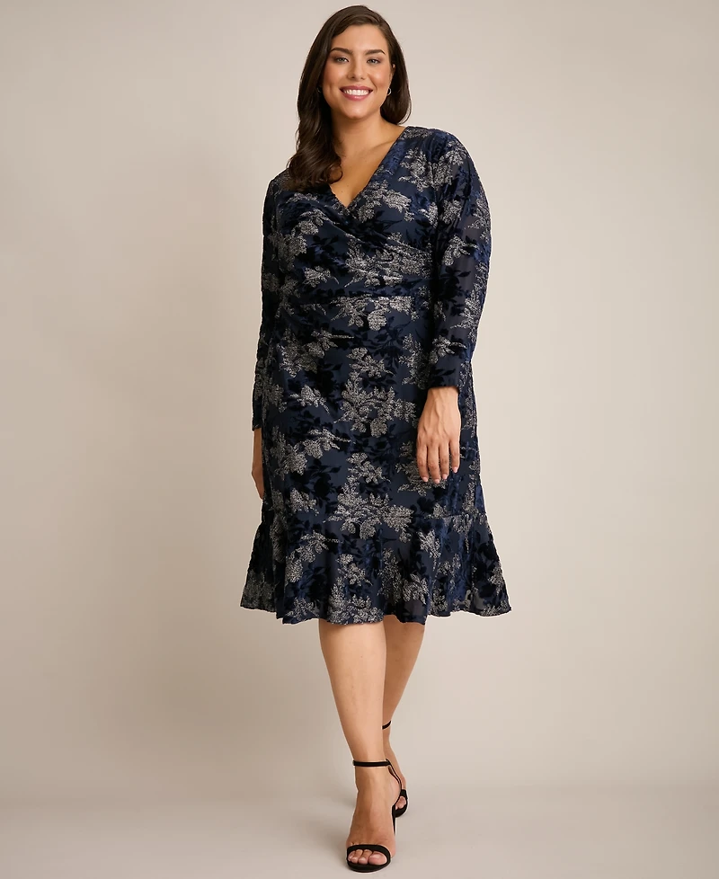 London Times Plus Size Print Scoop-Neck Sleeveless Dress