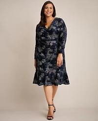 London Times Plus Size Print Scoop-Neck Sleeveless Dress