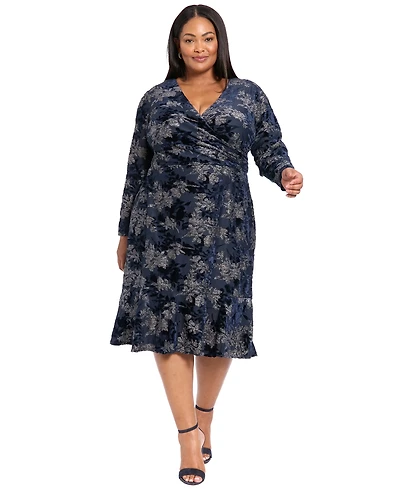 London Times Plus Size Print Scoop-Neck Sleeveless Dress