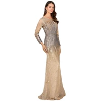 Lara Women's Mermaid, Beaded Long Sleeve Gown