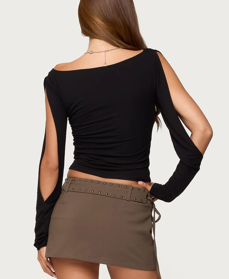 Edikted Women's Cade Cutout Sleeves Boat Neck Top
