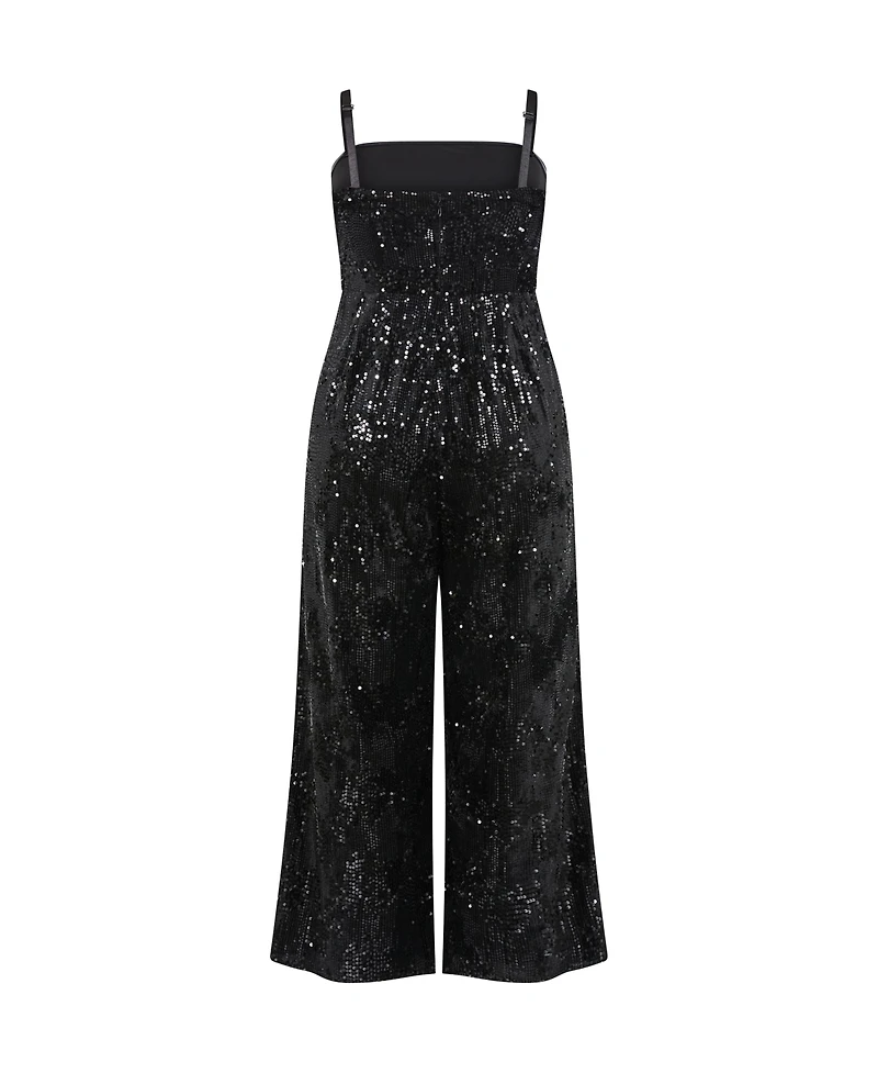 City Chic Women's Glimmer Sequin Strapless Jumpsuit