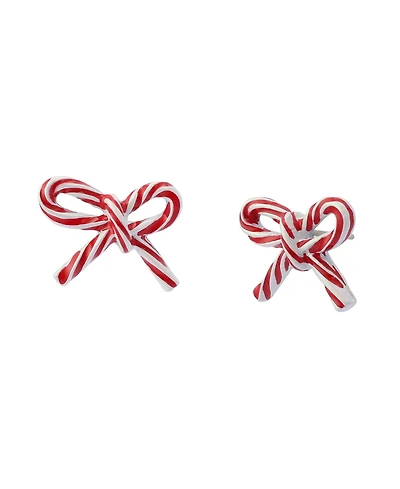 Betsey Johnson Red Santa Baby Candy Cane Stud Earrings