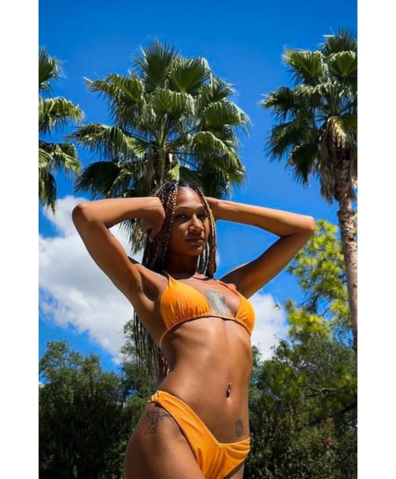 Oosc Women's Tangerine Squeeze Brazilian Bikini Bottoms