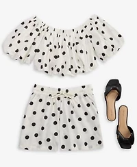 On 34th Womens Polka Dot Bubble Top Pull On Shorts Macys Exclusive