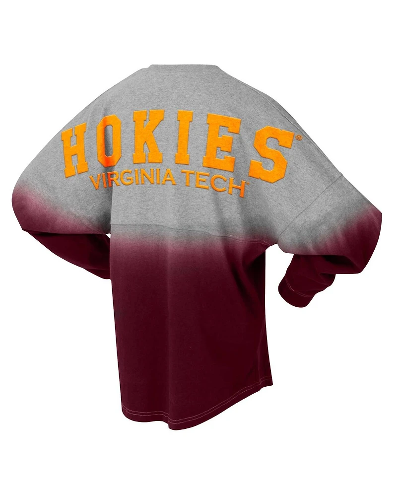 Spirit Jersey Men's and Women's Maroon/Gray Virginia Tech Hokies Ombre Long Sleeve T-Shirt