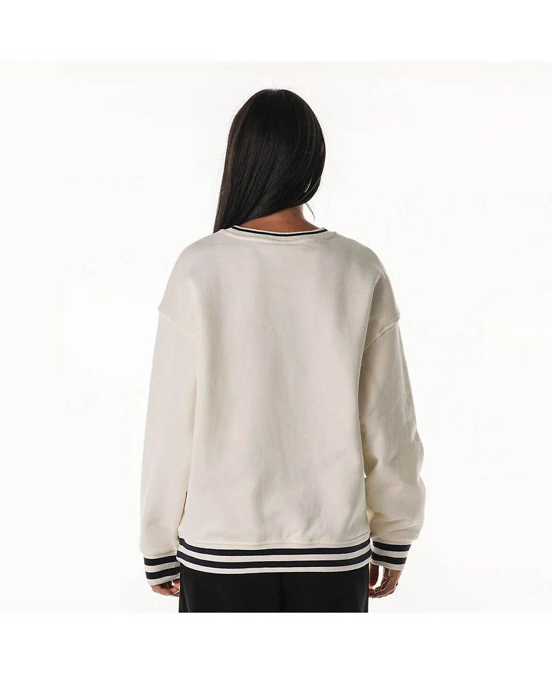 The Wild Collective Women's Cream Dallas Cowboys Oversized Vintage French Terry Sweatshirt