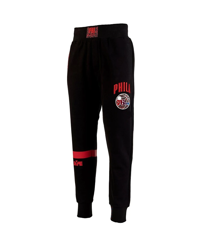 Two Hype x Nba Men's Black Philadelphia 76ers Culture Hoops Collection Premium Jogger Pants