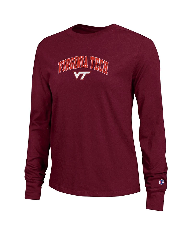 Champion Women's Maroon Virginia Tech Hokies Arch Over Logo Long Sleeve T-Shirt